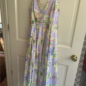 Dress Forum Lavender Floral Maxi Dress with Pastel Green & Pink Accents